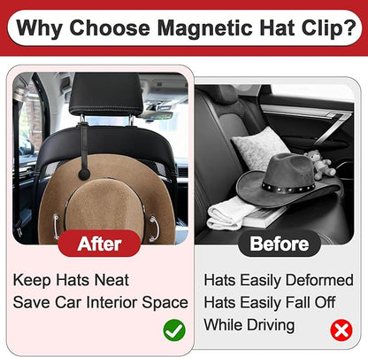 2 Pcs Cowboy Hat Holder Magnetic Leather for Truck