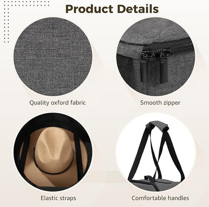 Homaisson 2 Pcs Cowboy Hat Box for Storage Collapsible Sturdy Cowboy Hat Case with Handle for Men and Women Travel Storage Organizer Large Cap Bag for Closet