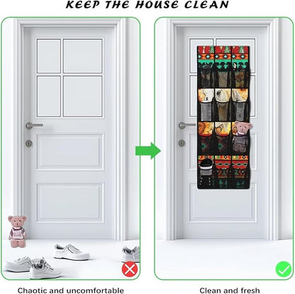Generic Yellow Horse Over The Door Shoe Organizer Large Pockets Storage Door Organizer Multi-Layer Pocket Structure to Meet The Storage Needs of Different Items for Mom Dad Housewives