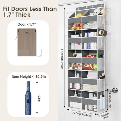 5 Tiers Over The Door Organizer Storage, 88lbs Weight Capacity Behind the Door Storage of 10 Compartments & 10 Mesh Pockets, Hanging Doors Storage Organizer for Shoes, Clothes,Pantry