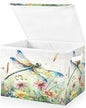 senya Baskets Collapsible Storage Bins with Lids, Dragonfly Wildflowers Painting Storage Boxes Clothes Baskets for Organizing