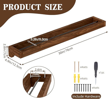 Nisorpa Set of 4 Rustic Burnt Wood Hanging Shoes Racks, 30 Inches Wall Mounted Shoes Storage Organizer Space Saving Footwear Holder for Closet, Mudroom, Entryway Narrow Spaces Shoe Organize