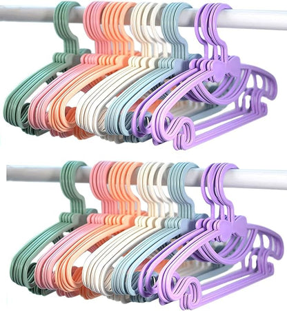 YYaaloa Kids Clothes Hangers Baby Clothes Hangers Childrens Plastic Infant Hangers Very Durable Kids Hangers Toddler's Hangers (style2 6colors 30pcs)