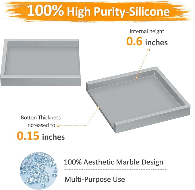 Bathroom Vanity Tray,Thick Original Silicone Soap Dispenser Tray,EGWON Shatterproof Toilet Tank Tray Vanity Tray for Dresser Tops,Bathroom for Perfume,Soap Bottle