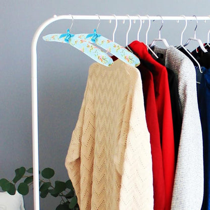 Zerodeko 10Pcs Cloth Covered Clothes Hangers Floral Print Padded Wood Coat Hangers Non-Slip Fabric Wrapped Hangers for Women S Closet Organization
