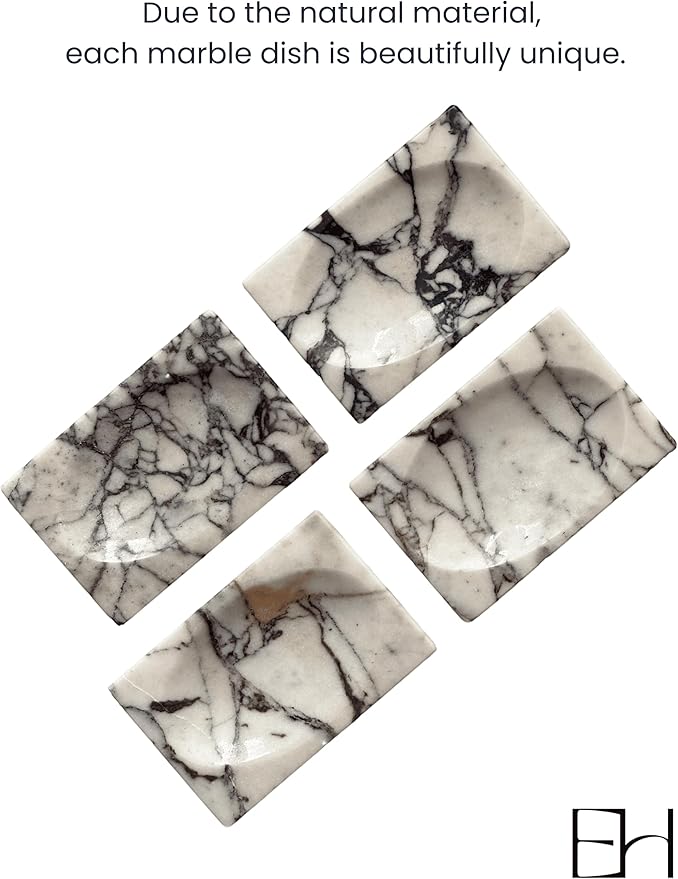 Marble Soap Dish for Shower - Stone Soap Tray Holder, Natural Soap Bar Holder Countertop Caddy, Marble Bathroom Accessories (Calacatta Violet)