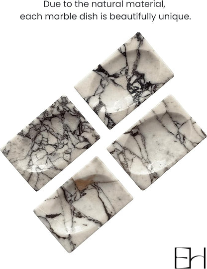Marble Soap Dish for Shower - Stone Soap Tray Holder, Natural Soap Bar Holder Countertop Caddy, Marble Bathroom Accessories (Calacatta Violet)