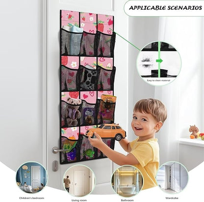 Generic Love Strawberry Underwear Organizer Hanging Elastic Over The Door Organizer Bedroom Bringing Convenience to Life and Work, It Is Suitable for Children Bedroom Offices and Other Places