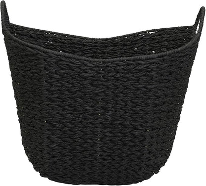 Household Essentials Paper Rope Basket with Handles, Natural Woven Woven Storage Basket, Great for Decoration or Organization