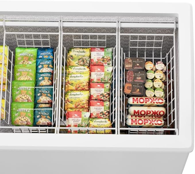 Slideep 17.5" Large Hanging Baskets Freezer Organizer Bin Sturdy Metal Wire Storage Baskets Organization for Pantry, Kitchen, White, Set of 2