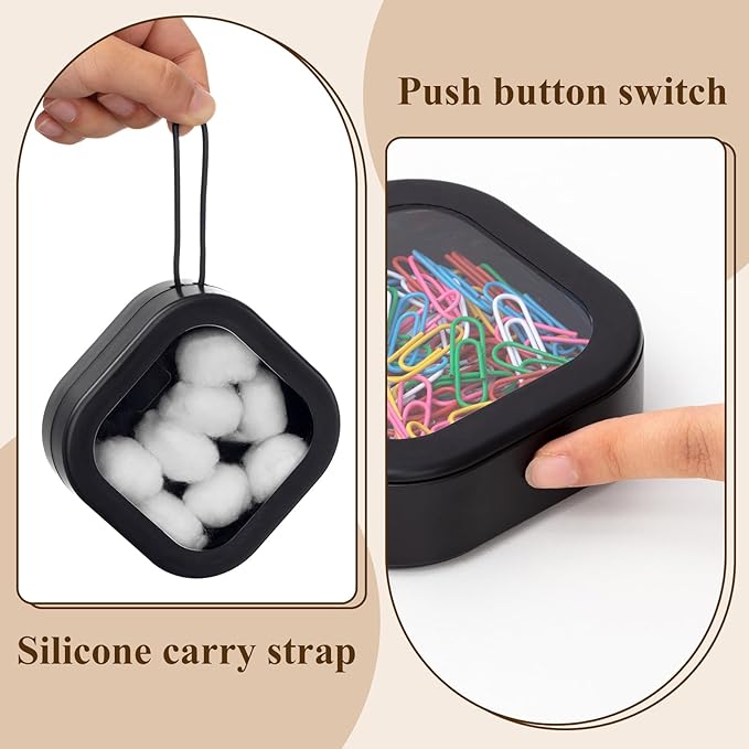 Kathfly 6 Pcs Hair Tie Organizer, Portable Bobby Pin Holder, Stackable Hair Accessories Holder for Travel, Cotton Swabs Dispenser, Jewelry Organizer Box(Black)