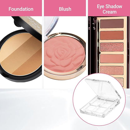 4 Pcs Empty Lipstick Palette,Transparent Eyeshadow Powder Makeup Palette Pigment Tray,Refillable Makeup Container Holder Case for Women Girls Ladies