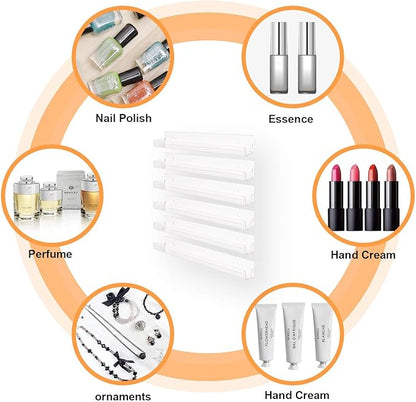 BTremary 15" Acrylic 6 Shelves Nail Polish Wall Mounted Holder Paint Organizer Storage Rack Clear Hanging Nail Polish Shelf Floating Wall Mount Nursery Bookshelves Vinyl Display Record Holder.