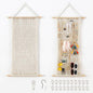 Pretty Jolly Hanging Jewelry Mesh Organizer Macrame Wall Mounted Necklaces Storage Earring Display Rack Girls Hair Clips Hanger with 20 Pieces S Shape Hooks for Bracelets,Necklace and Rings(Beige)