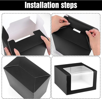 20 Pcs Black Hat Boxes with Window Hat Display Storage Organizer for Baseball Caps, Dad Hat, Billed Cap, Snapbacks, Foldable Gift Packaging Box 7.8 x 7.8 x 4.8 Inch