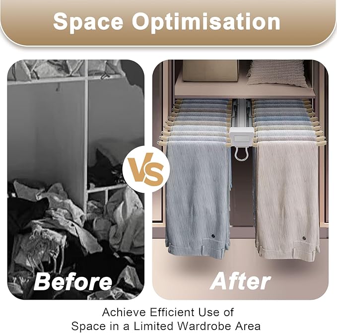 Pull Out Trousers Rack Pants Hanger Bar, 22 Arms Steel Pull Out Pants Rack,Top-Mounted Jeans Pants Clothes Organizers Hanger for Displaying & Storing Trousers,Towels
