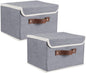 Lucky Monet Storage Bins Boxes with Lids 2 Pack Decorative Storage Boxes Collapsible Fabric Storage Basket Containers Lidded Storage Cube for Organizing Closet Home Office, 15"x 10"x 10" (Grey)