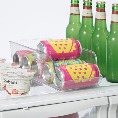 OGGI Soda Can Holder - Comfortably Holds 9 Cans (14" x 5.5" x 4") - Ideal for Kitchen Organization, Pantry Storage, Fridge Organizing, Clear