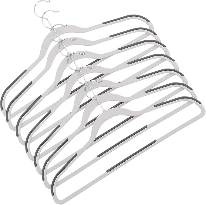 VECELO Non-Slip Clothes Hangers, 25 Pack Heavy Duty Plastic Hangers with 360° Rotating Metal Hook, Space Saving Wardrobe Organizer for Shirts, Coats, Pants, Dresses