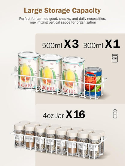 Delamu Over The Door Pantry Organizer, 8-Tier Pantry Door Organizers and Storage with Adjustable Basket, Metal Hanging Spice Rack, Seasoning Organizer, Door Organizer for Home Kitchen Bathroom, White