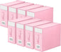 StorageTastic 8 Pack Bed Sheet Closet Organizers and Storage,Sturdy Foldable Storage Containers with Window and Label,Storage and Organization for Bedding Sheets,Duvet Covers,Blankets (Pink)