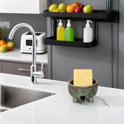 Soap Dish with Drainage，Ceramic Self Draining bar Soap Holder for Shower，Bathroom，Sink，Kitchen and Countertop，Keeps Bars Dry& Lasts Longer，Avocado Green