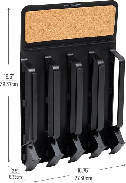 Mind Reader Single Serve Pod Organizer, Wall Mount, 20 Pod Capacity, Magnetic or Adhesive, 10.75"L x 15.5"W x 2.5"H, Black