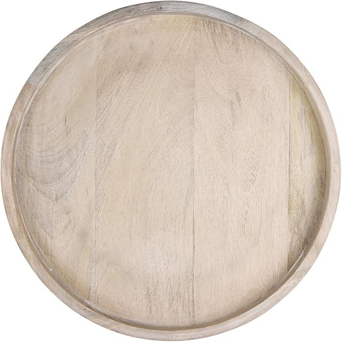 Santa Barbara Design Studio Mango Wood Lazy Susan for Table Top Turntable Charcuterie Board Serving Tray, 15.75" D x 2" H, Bleach