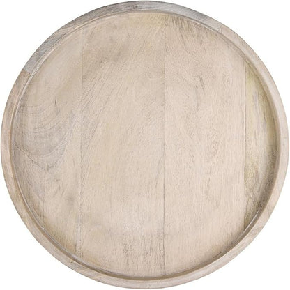 Santa Barbara Design Studio Mango Wood Lazy Susan for Table Top Turntable Charcuterie Board Serving Tray, 15.75" D x 2" H, Bleach