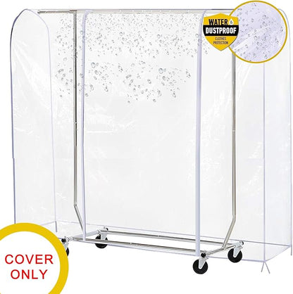Ruibo Clear Garment Rack Cover for Clothes Rack Cover with 2 Durable Zipper/Clothing Waterproof, Dustproof Protector (M:59x20x60 inch)