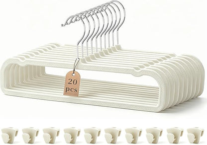 Slim Plastic Pants Hangers (Non-Velvet),Thin Space-Saving Trouser Hanger,Jeans Hangers with 360° Swivel Chrome Hook,Clothes Organizers for Slacks Scarf Trousers Ties,13.77inch