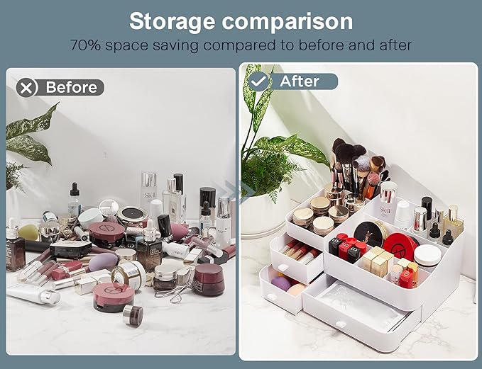 Makeup Organizer Tween Girls Gifts,Large Capacity Bathroom Organizer and Storage with Drawers Trendy Stuff ,Vanity,Bathroom Countertop,Bedroom Storage for Skincare,Cosmetics,Perfume,Brushes,Eyeshadow