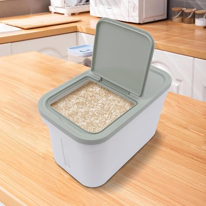 22lbs Rice Dispenser Large Rice Cereal Storage Container Airtight Flour Grain Storage Bucket Food Flour Storage Bins Grain Storage Container for Rice, Beans, Grains, Cereal Dry Food