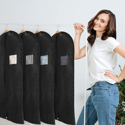 24 Pack Black Garment Bag Bulk for Closet Storage 40 Inch Hanging Suit Bags Cover Clothes Cover for Hanging with Zipper and Clear Window for Travel Men Coat Jacket Dance Dress