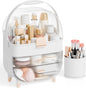 Yieach Countertop Makeup Organizer With Lid,Large Skincare Organizers With 2 Drawers,Dustproof Cosmetic Display Cases for Bathroom,Dresser,Lotion,Beauty,Skin Care Holder,Makeup Storage Organizer,Pink