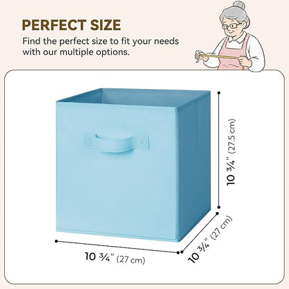 GRANNY SAYS Cube Storage Organizer, 11 Inch 6 Pack Storage Cubes with Handles, Toy Storage Bins for Boys Kids Room, Foldable Organizer Bins for Cube Shelf, Light Blue