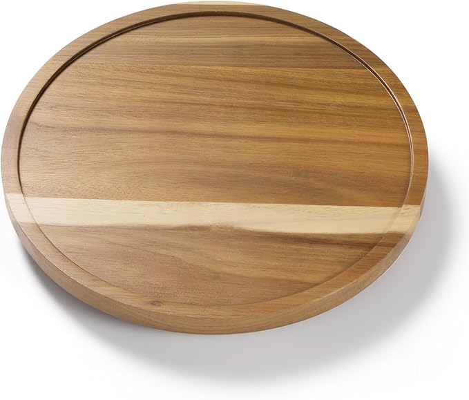 LAMU 12'' Acacia Wood Lazy Susan Organizer for Table Top, Lazy Susan Turntable for Cabinet, Kitchen, Countertop, Pantry Organization