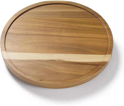 LAMU 12'' Acacia Wood Lazy Susan Organizer for Table Top, Lazy Susan Turntable for Cabinet, Kitchen, Countertop, Pantry Organization