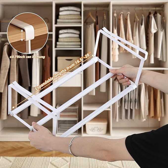 2 Pcs Expandable Shoe Rack Organizer for Closet,Adjustable Hanging Shoe Rack & Under Cabinet Shelf Under Shelf Storage for Shoes or Clothing Storage and Organization Save Space