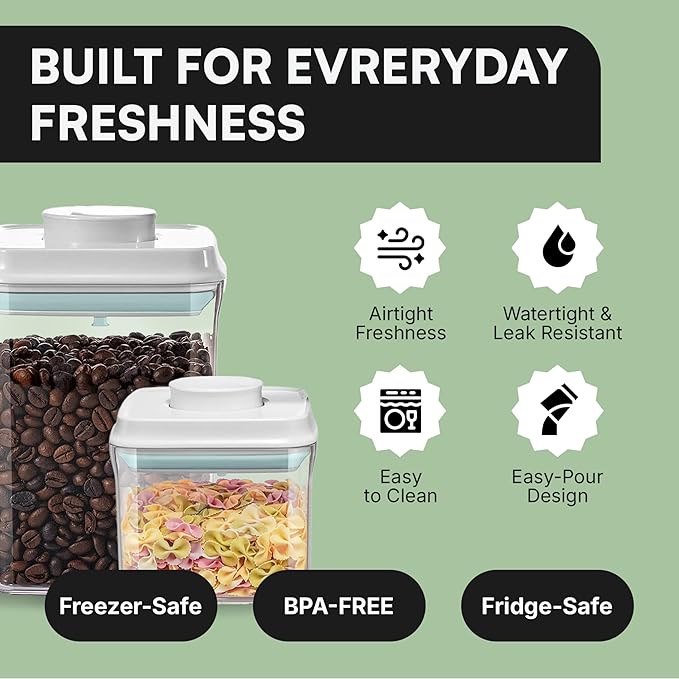 Bop Top Airtight Food Storage Containers with Lid 10.5 Cups / 84 oz | Kitchen Canister Sets | Air Tight Pantry Container | Pop Top Dry Food Storage Containers for Snacks, Sugar, Flour, Baking, Pasta