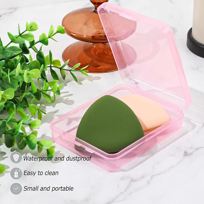 3-Piece Portable Travel Pad Holder - Bathroom Countertop Storage Organizer - Cotton Pad, Swab, Floss Dispenser (Blue, Pink, Transparent)