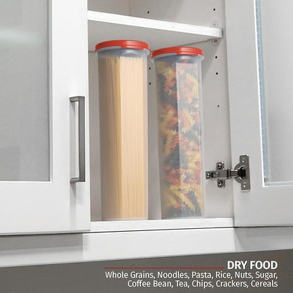 Tall Clear Spaghetti Pasta Container Storage With Lid.Multi-Purpose Kitchen Pantry Organization And Food Storage For Noodles Beans Straws - Airtight Leakproof Spaghetti Keeper BPA Free 37 oz.