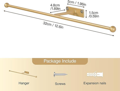 Wall Hanging Jewelry Organizer: 12.6'' Necklace Holder for Earring, Bracelet, Rings, Hairband, Glasses, Gold 4-Pack, Screws Included