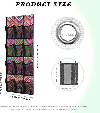 Geometric Door Hanging Shoe Organizer 12 Pockets Over The Door Closet Organizer Space Saving Striped Wall Hanging Storage for Office