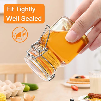4 oz Glass Jars With Airtight Lids And Leak Proof Rubber Gasket,Small Mason Jars With Hinged Lids For Kitchen, Mini Spice Jars With Twine And Tags Labeling 30 Pack