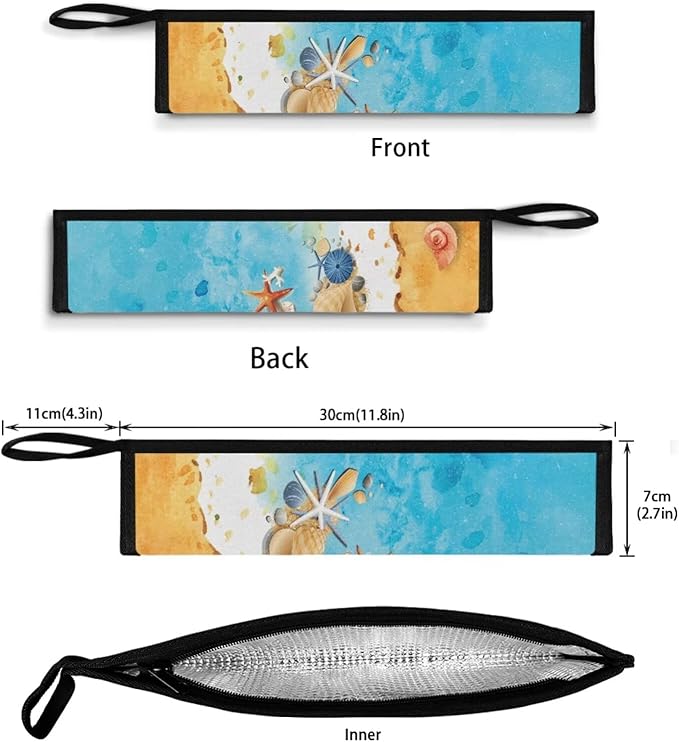 COEQINE Beach Starfish Utensil Holder For Kitchen Counter Silverware Bag Portable Leak-proof Lightweight Washable Soft Fabric Fork Spoon Knife Organizer With Handles