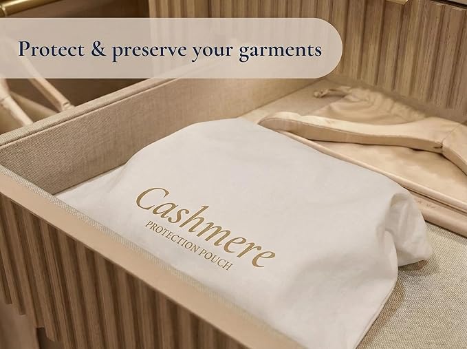 100% Lyocell Cashmere Sweater Storage Bag Set with Protective Blocks, Luxury Breathable Organizer for Closet Garment, Wool, Scarf & Travel Dust Pouch (2 Pcs Bags, 2 Pcs Blocks, Gift Box)