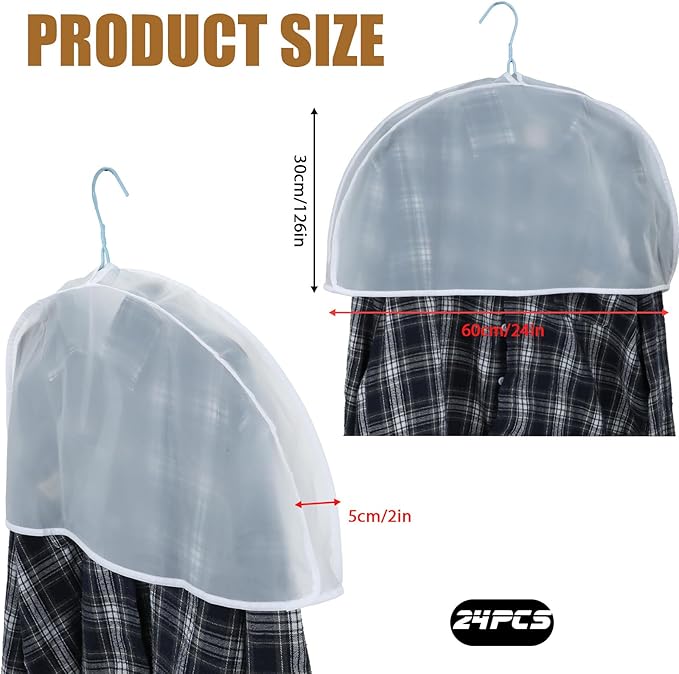 24 Pieces Shoulder Covers Garment Covers Clothes for Hanging Clothes Closet Storage Suit Coats, Jackets, Dress