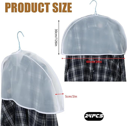 24 Pieces Shoulder Covers Garment Covers Clothes for Hanging Clothes Closet Storage Suit Coats, Jackets, Dress