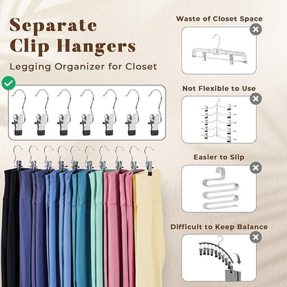 HOUSE DAY Tank Top Hanger 2 Pack and Yoga Pant Hangers with 20 Clips, Legging Organizer Space Saving Hangers Holding 20 Yoga Pants+16 Bras for Hat Camisoles Shorts, Black